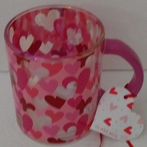 Glass Mug Hearts Allover